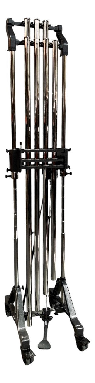 Adams Philharmonic bass chimes, F3 to B3, chrome tubes on a height-adjustable rolling rack