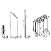 Acoustical shell dimensions: approx 13'11" to 15'2" tall, 70-1/2" deep, nesting storage